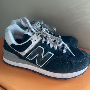 New Balance Classic 574 Navy and White Shoes